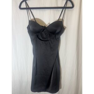 Oh Polly Women's Midi Dress US 4‎ Black Polyester with Spandex Bodycon V32